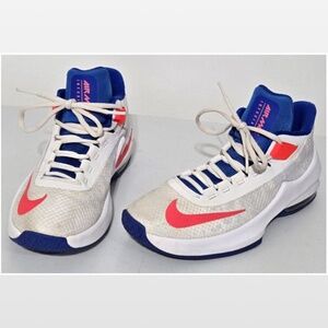 Nike Sneakers Kid Size 5 Air Max Infuriate 2 Youth White Blue Red Shoes Athletic
